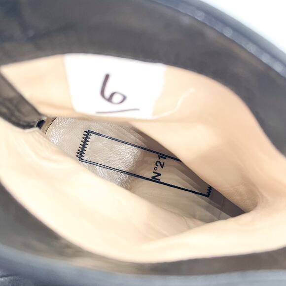 No21 Raso Satin Bow Boots Black Block Heel Ankle Twist Knot No. 21 Sz 36 / 6 - Picture 9 of 10